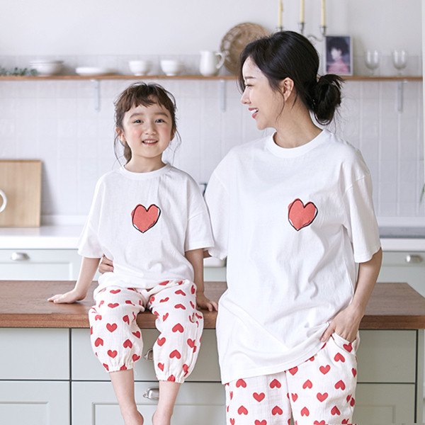 マイハートショートTシャツママと赤ちゃん21B09WK /ファミリールック、家族の写真の衣装